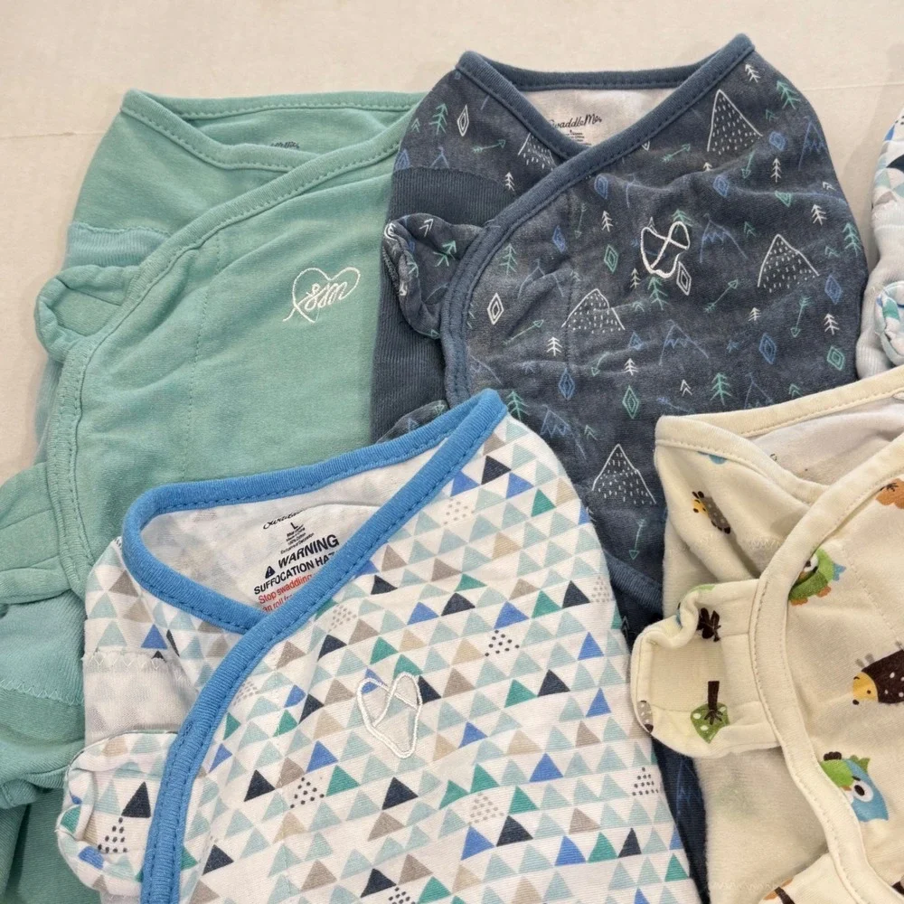 SwaddleMe Adjustable Baby Swaddle Wrap Bundle Kids Large Blue Green Lot of 5 5pk